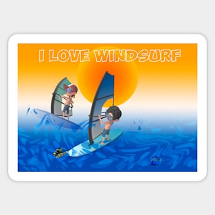 I Love Windsurfing Sticker